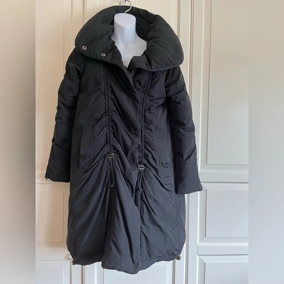 Theory black puffer/ parka  Down Filled coat size small. "Bartie Haven" - Picture 3 of 17